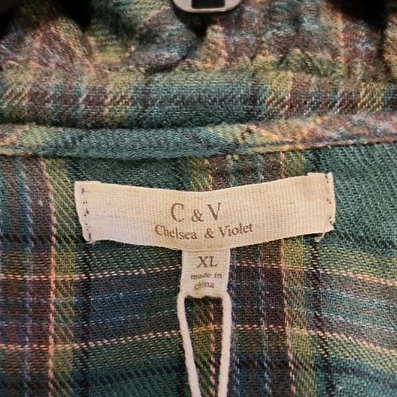 Chelsea & Violet Green Flannel Plaid Mini Dress. - Picture 11 of 14